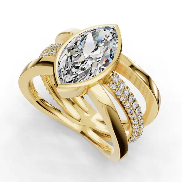 14K Yellow Gold Marquise Engagement Ring Setting SVS Fine Jewelry Oceanside, NY