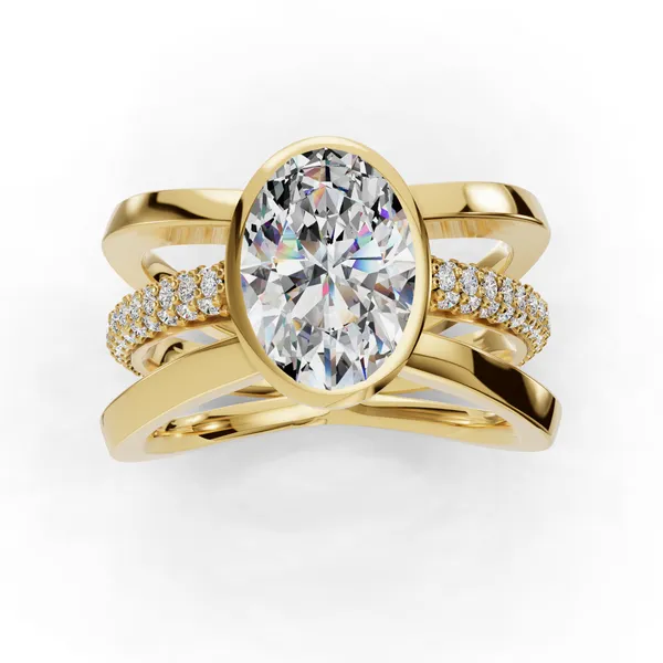 14K Yellow Gold Oval Engagement Ring Setting Image 4 SVS Fine Jewelry Oceanside, NY