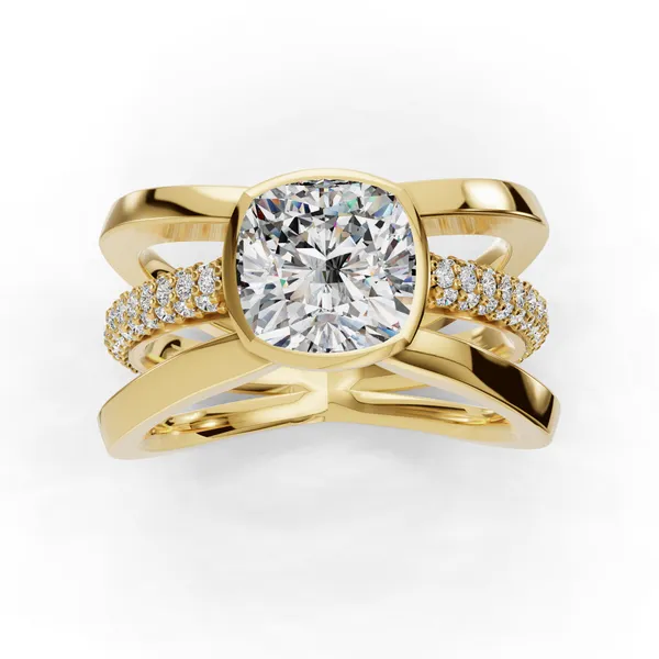 14K Yellow Gold Cushion Engagement Ring Setting Image 4 SVS Fine Jewelry Oceanside, NY