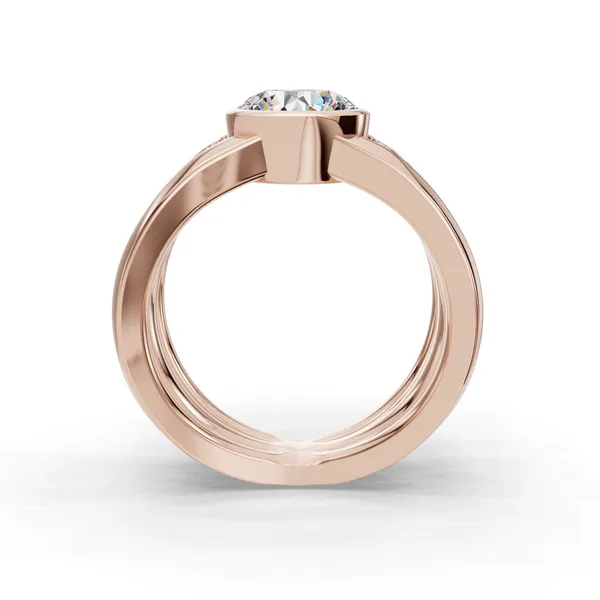 18K Rose Gold Round Engagement Ring Setting Image 2 SVS Fine Jewelry Oceanside, NY