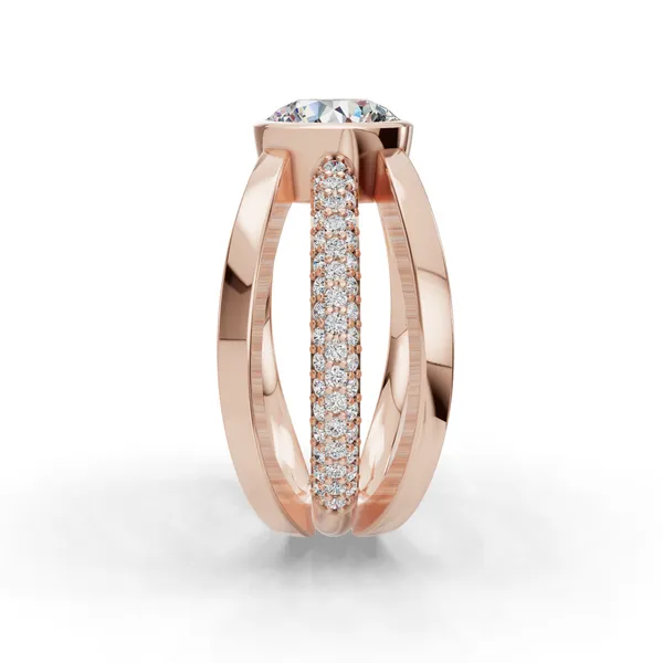 18K Rose Gold Round Engagement Ring Setting Image 3 SVS Fine Jewelry Oceanside, NY