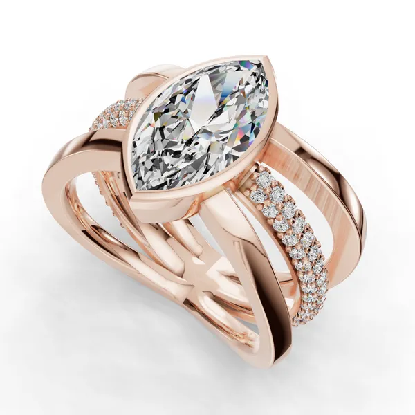 18K Rose Gold Marquise Engagement Ring Setting SVS Fine Jewelry Oceanside, NY