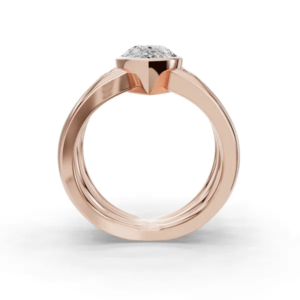 18K Rose Gold Pear Engagement Ring Setting Image 2 SVS Fine Jewelry Oceanside, NY