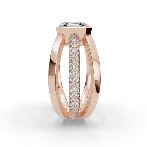 18K Rose Gold Asscher Engagement Ring Setting Image 3 SVS Fine Jewelry Oceanside, NY