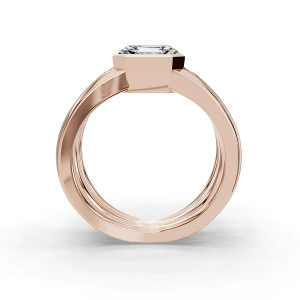 18K Rose Gold Asscher Engagement Ring Setting Image 2 SVS Fine Jewelry Oceanside, NY