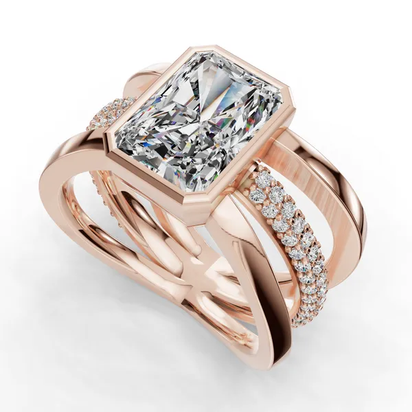 18K Rose Gold Radiant Engagement Ring Setting SVS Fine Jewelry Oceanside, NY