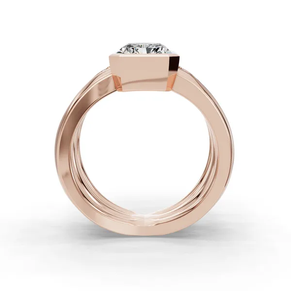 18K Rose Gold Radiant Engagement Ring Setting Image 2 SVS Fine Jewelry Oceanside, NY