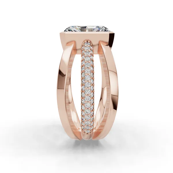 18K Rose Gold Radiant Engagement Ring Setting Image 3 SVS Fine Jewelry Oceanside, NY