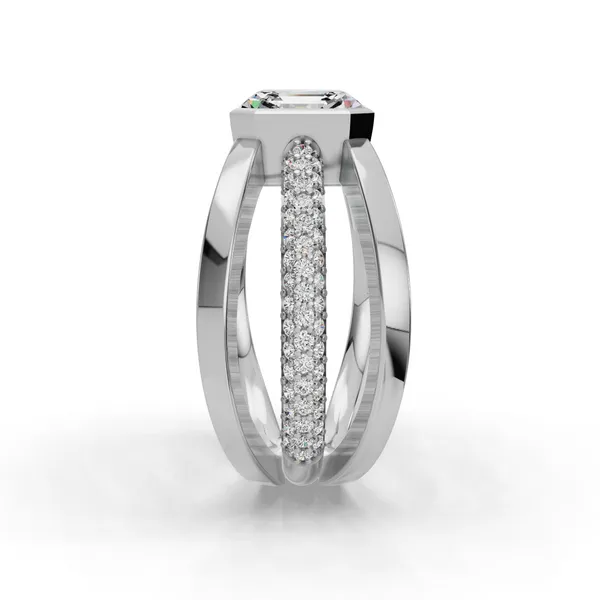 18K White Gold Asscher Engagement Ring Setting Image 3 SVS Fine Jewelry Oceanside, NY