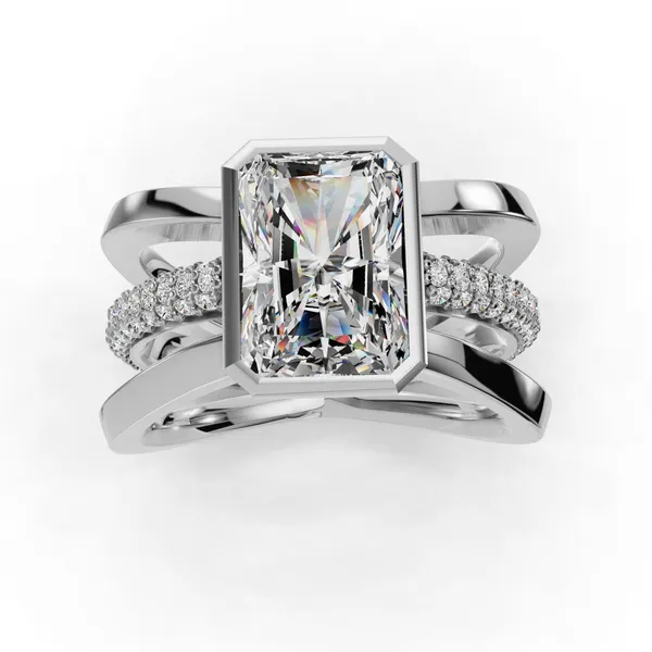 18K White Gold Radiant Engagement Ring Setting Image 4 SVS Fine Jewelry Oceanside, NY