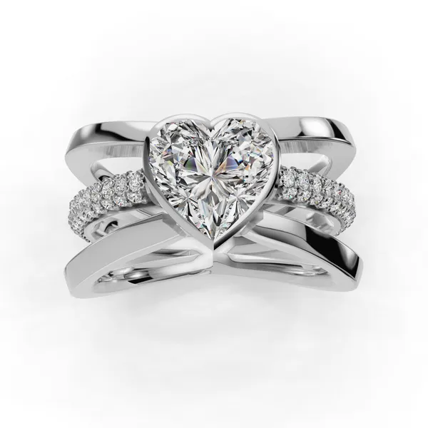 18K White Gold Heart Engagement Ring Setting Image 4 SVS Fine Jewelry Oceanside, NY