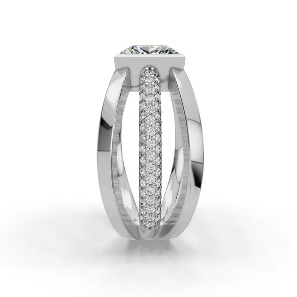 18K White Gold Princess Engagement Ring Setting Image 3 SVS Fine Jewelry Oceanside, NY