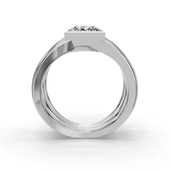 18K White Gold Princess Engagement Ring Setting Image 2 SVS Fine Jewelry Oceanside, NY