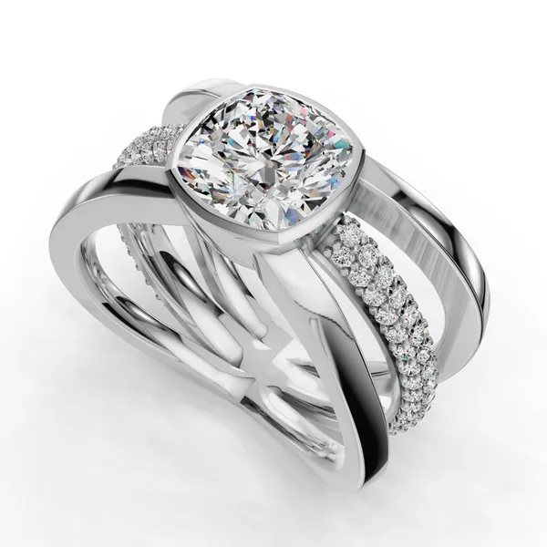 18K White Gold Cushion Engagement Ring Setting SVS Fine Jewelry Oceanside, NY