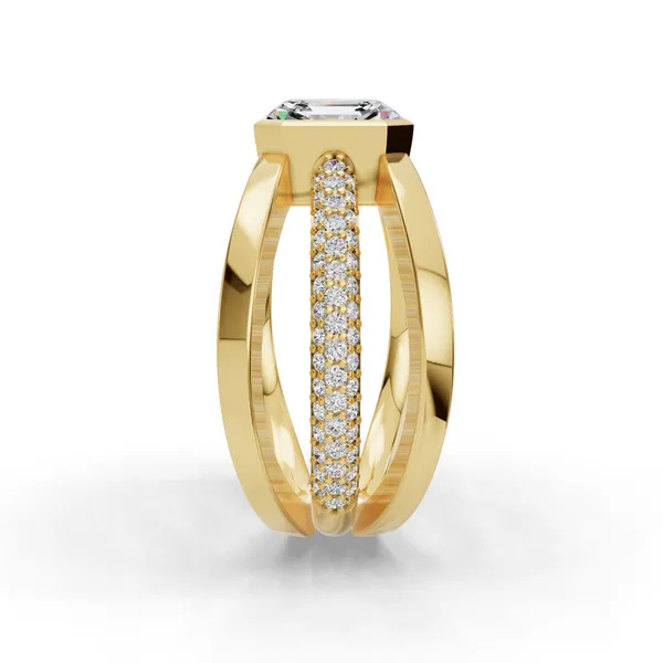 18K Yellow Gold Asscher Engagement Ring Setting Image 3 SVS Fine Jewelry Oceanside, NY