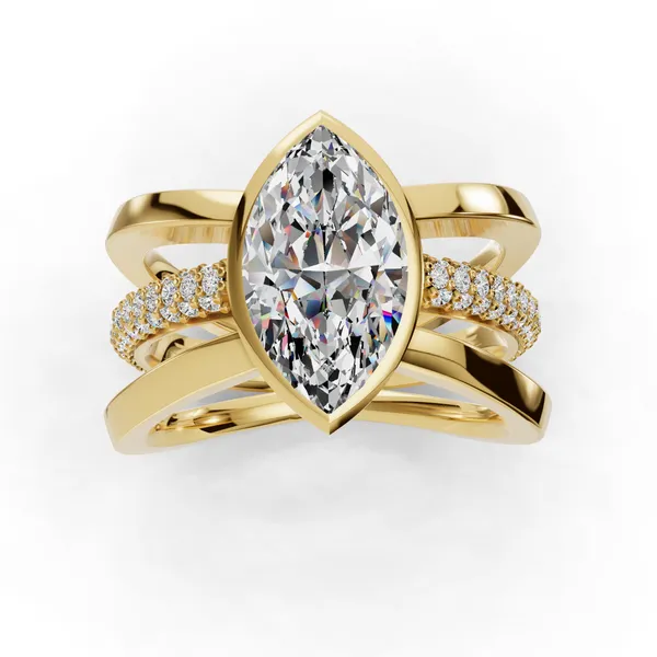 18K Yellow Gold Marquise Engagement Ring Setting Image 4 SVS Fine Jewelry Oceanside, NY