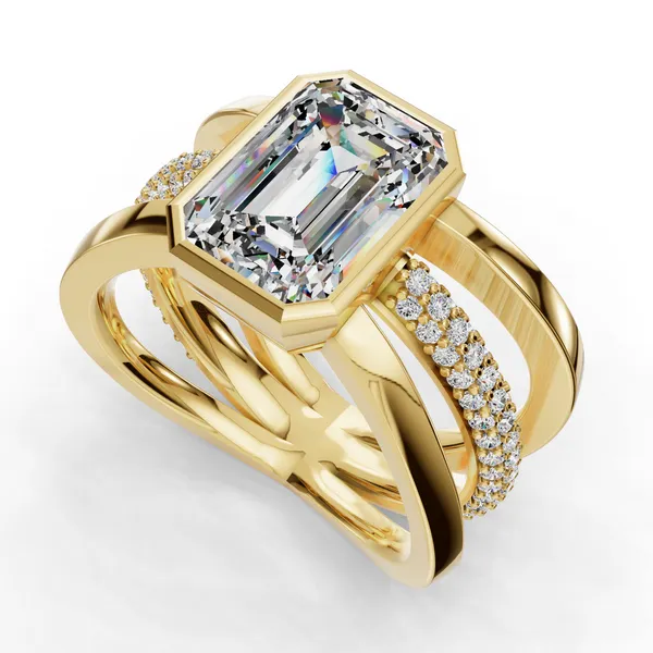 18K Yellow Gold Emerald Engagement Ring Setting SVS Fine Jewelry Oceanside, NY