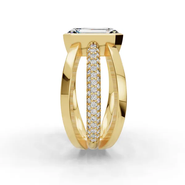 18K Yellow Gold Emerald Engagement Ring Setting Image 3 SVS Fine Jewelry Oceanside, NY