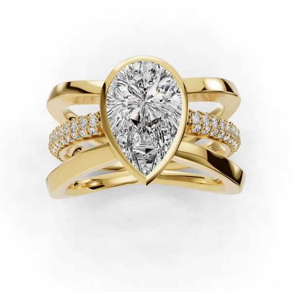 18K Yellow Gold Pear Engagement Ring Setting Image 4 SVS Fine Jewelry Oceanside, NY