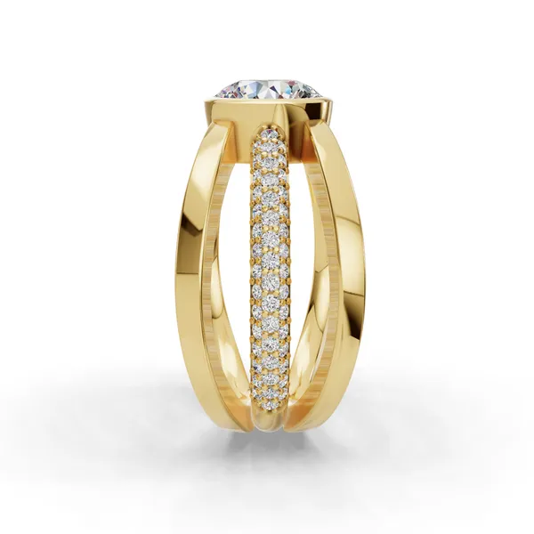 18K Yellow Gold Round Engagement Ring Setting Image 3 SVS Fine Jewelry Oceanside, NY