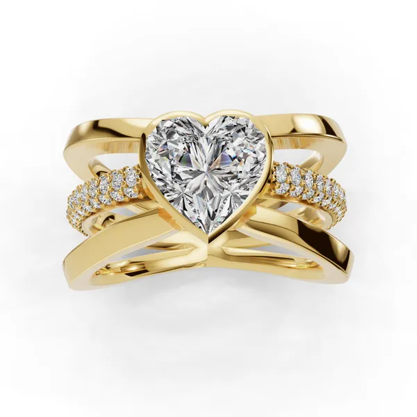 18K Yellow Gold Heart Engagement Ring Setting Image 4 SVS Fine Jewelry Oceanside, NY