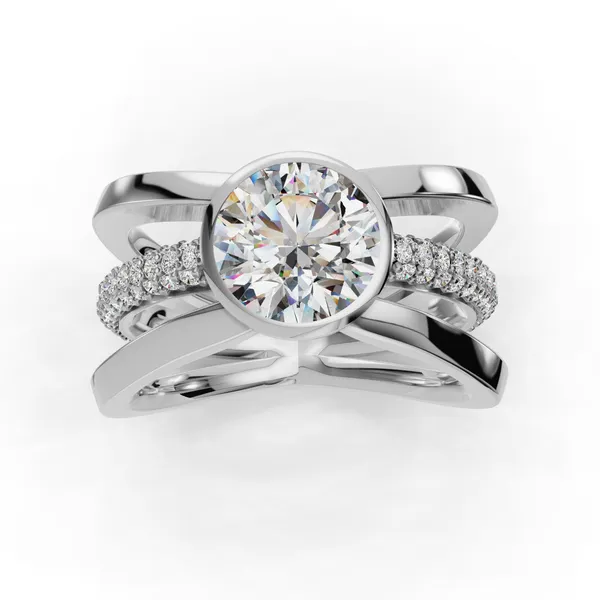 Platinum Round Engagement Ring Setting Image 4 SVS Fine Jewelry Oceanside, NY