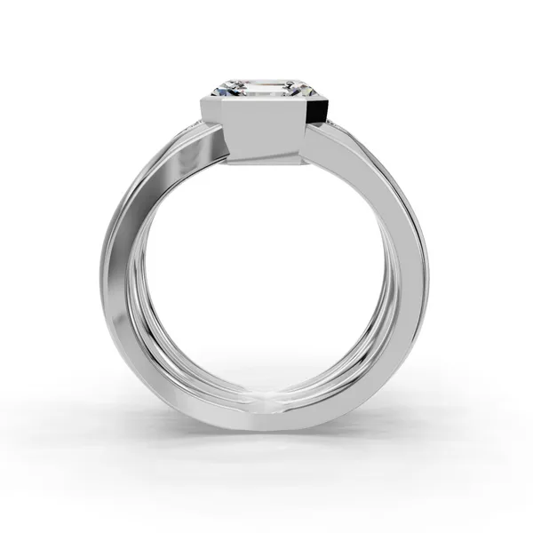 Platinum Asscher Engagement Ring Setting Image 2 SVS Fine Jewelry Oceanside, NY