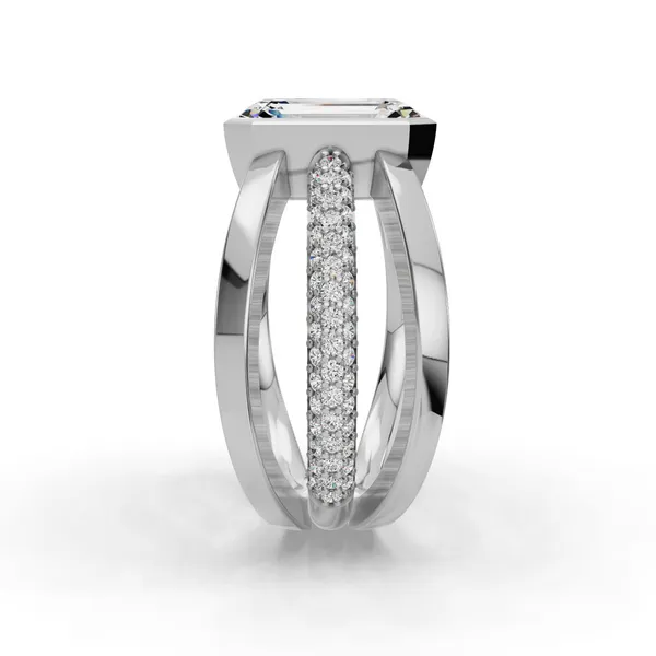 Platinum Emerald Engagement Ring Setting Image 3 SVS Fine Jewelry Oceanside, NY