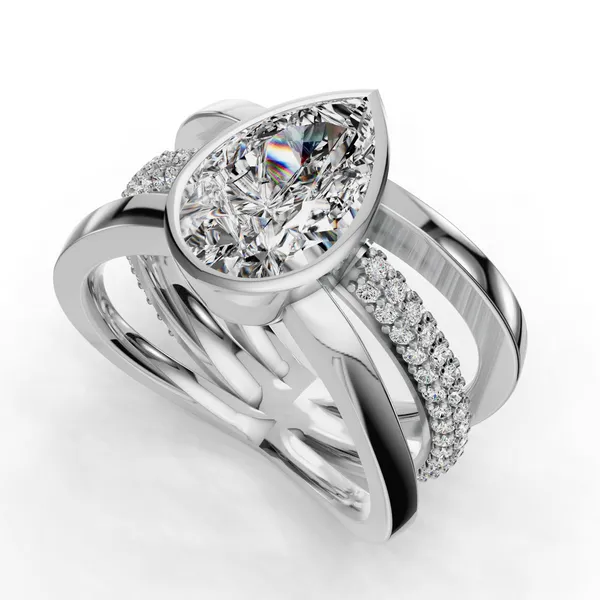 Platinum Pear Engagement Ring Setting SVS Fine Jewelry Oceanside, NY