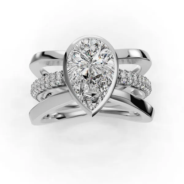 Platinum Pear Engagement Ring Setting Image 4 SVS Fine Jewelry Oceanside, NY