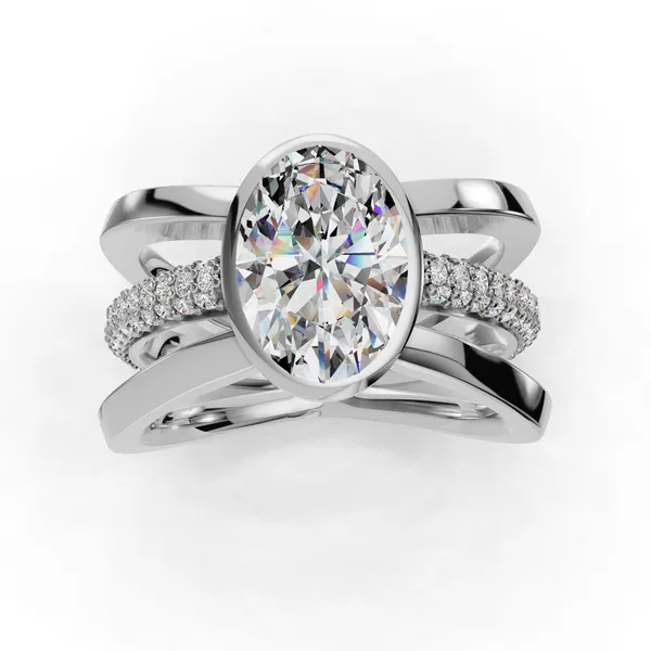 Platinum Oval Engagement Ring Setting Image 4 SVS Fine Jewelry Oceanside, NY