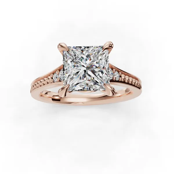 14K Rose Gold Princess Engagement Ring Setting Image 4 SVS Fine Jewelry Oceanside, NY