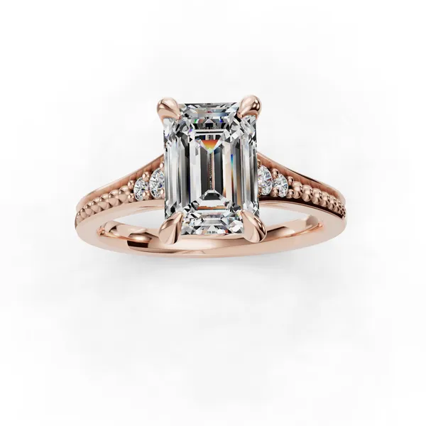 14K Rose Gold Emerald Engagement Ring Setting Image 4 SVS Fine Jewelry Oceanside, NY