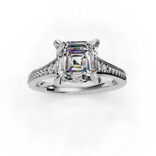 14K White Gold Asscher Engagement Ring Setting Image 4 SVS Fine Jewelry Oceanside, NY