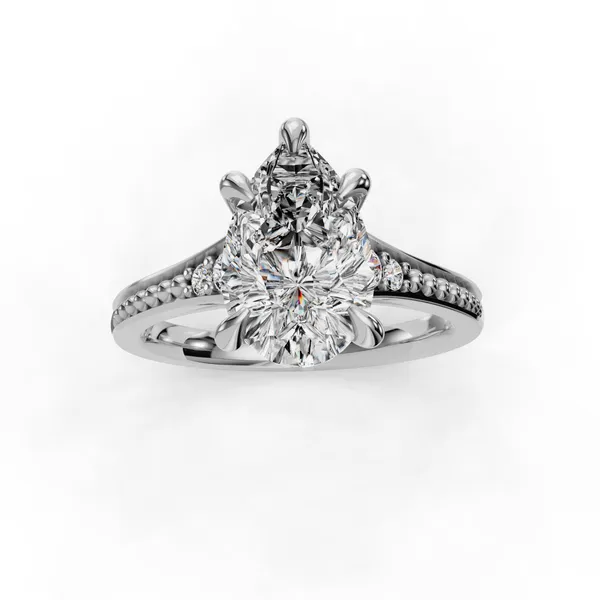 14K White Gold Pear Engagement Ring Setting Image 4 SVS Fine Jewelry Oceanside, NY
