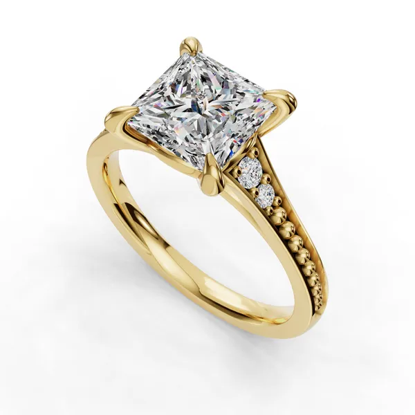 14K Yellow Gold Princess Engagement Ring Setting SVS Fine Jewelry Oceanside, NY