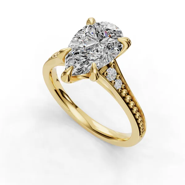 14K Yellow Gold Pear Engagement Ring Setting SVS Fine Jewelry Oceanside, NY