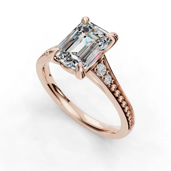 18K Rose Gold Emerald Engagement Ring Setting SVS Fine Jewelry Oceanside, NY