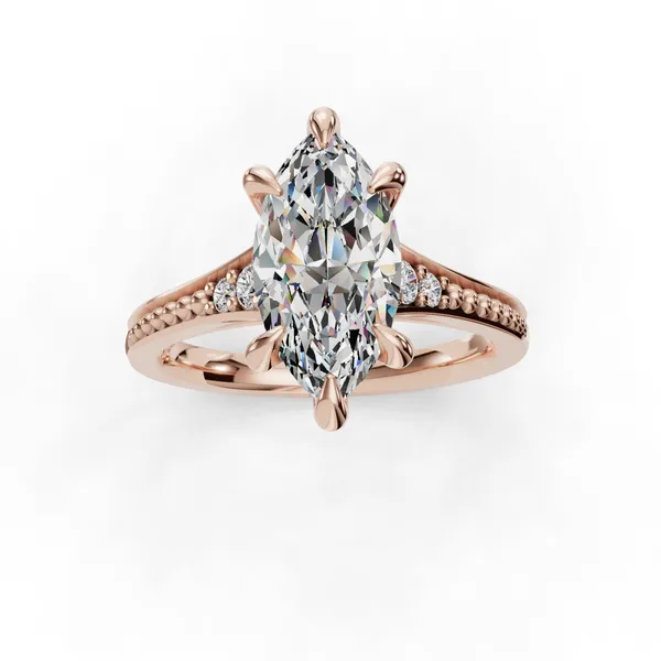 18K Rose Gold Marquise Engagement Ring Setting Image 4 SVS Fine Jewelry Oceanside, NY
