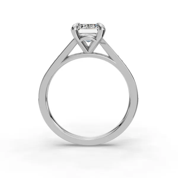 18K White Gold Emerald Engagement Ring Setting Image 2 SVS Fine Jewelry Oceanside, NY