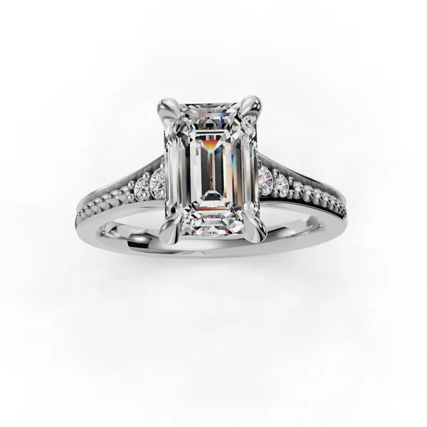 18K White Gold Emerald Engagement Ring Setting Image 4 SVS Fine Jewelry Oceanside, NY