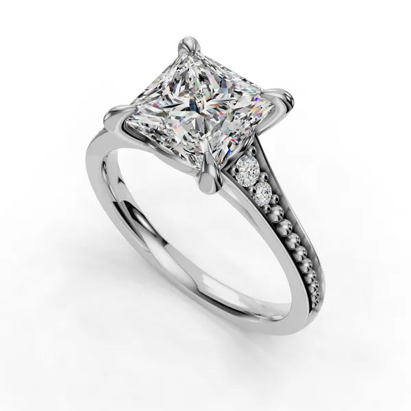 18K White Gold Princess Engagement Ring Setting SVS Fine Jewelry Oceanside, NY