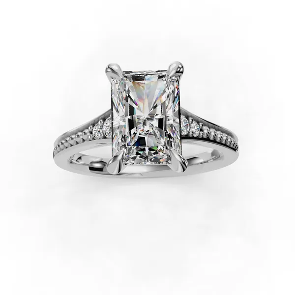 18K White Gold Radiant Engagement Ring Setting Image 4 SVS Fine Jewelry Oceanside, NY