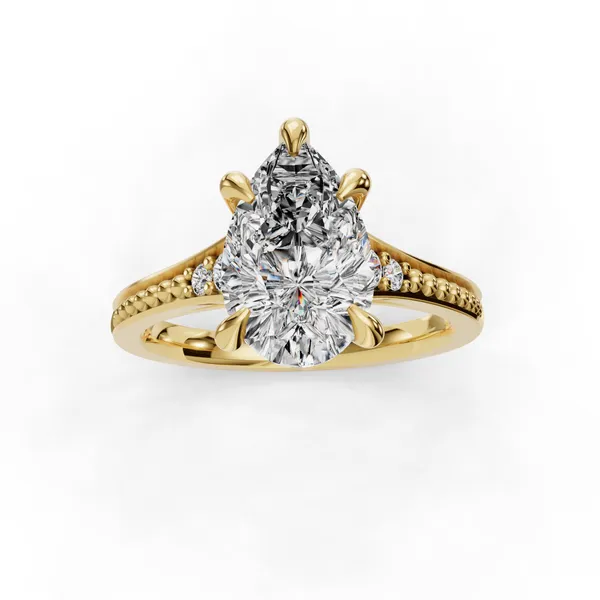 18K Yellow Gold Pear Engagement Ring Setting Image 4 SVS Fine Jewelry Oceanside, NY