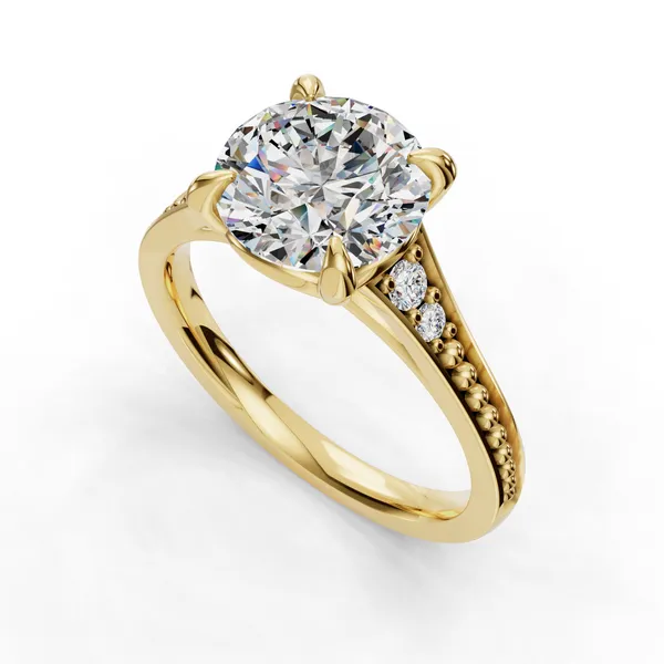 18K Yellow Gold Round Engagement Ring Setting SVS Fine Jewelry Oceanside, NY