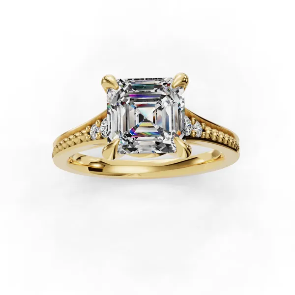 18K Yellow Gold Asscher Engagement Ring Setting Image 4 SVS Fine Jewelry Oceanside, NY