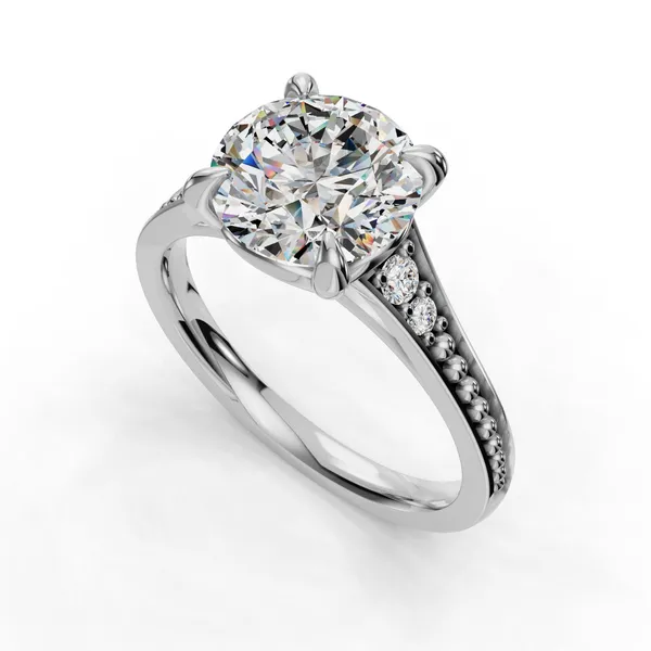 Platinum Round Engagement Ring Setting SVS Fine Jewelry Oceanside, NY
