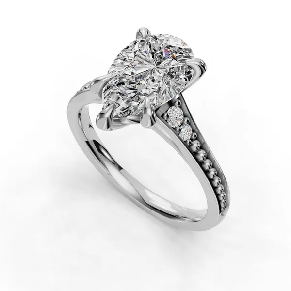 Platinum Pear Engagement Ring Setting SVS Fine Jewelry Oceanside, NY