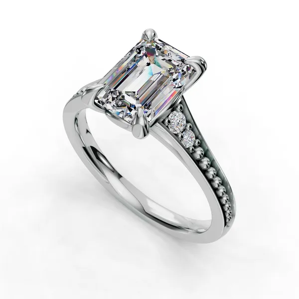 Platinum Emerald Engagement Ring Setting SVS Fine Jewelry Oceanside, NY