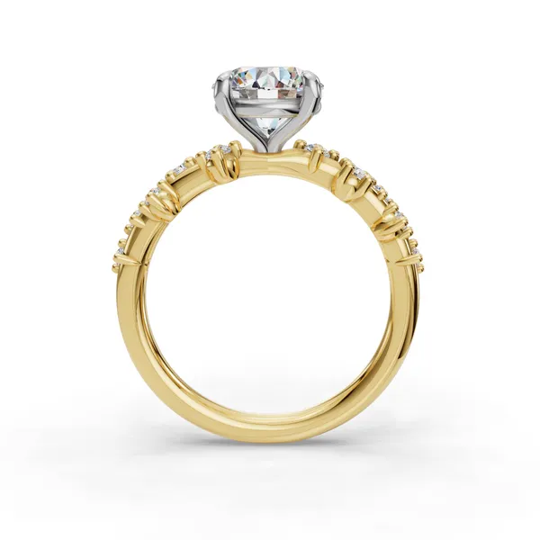 18K Yellow Gold Round Engagement Ring Setting Image 2 SVS Fine Jewelry Oceanside, NY